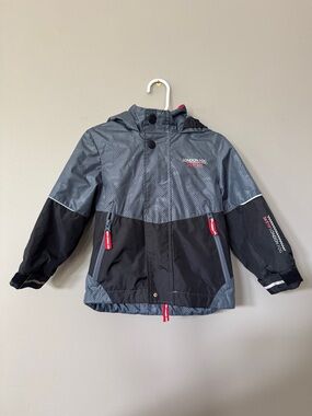 London Fog Kids Gray & Black Rain Jacket with Red Accents